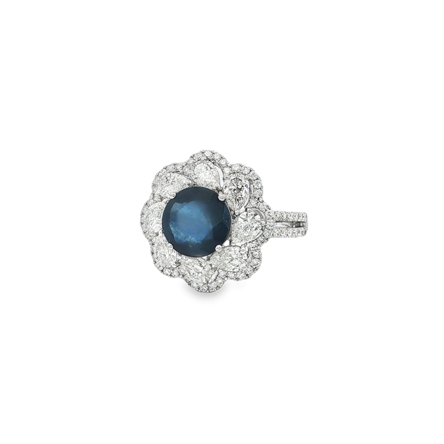 Jai's 18K White Gold Floral Sapphire & Diamond Ring