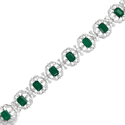 Jai's 18K White Gold Floral Emerald & Pear-cut Diamond Bracelet