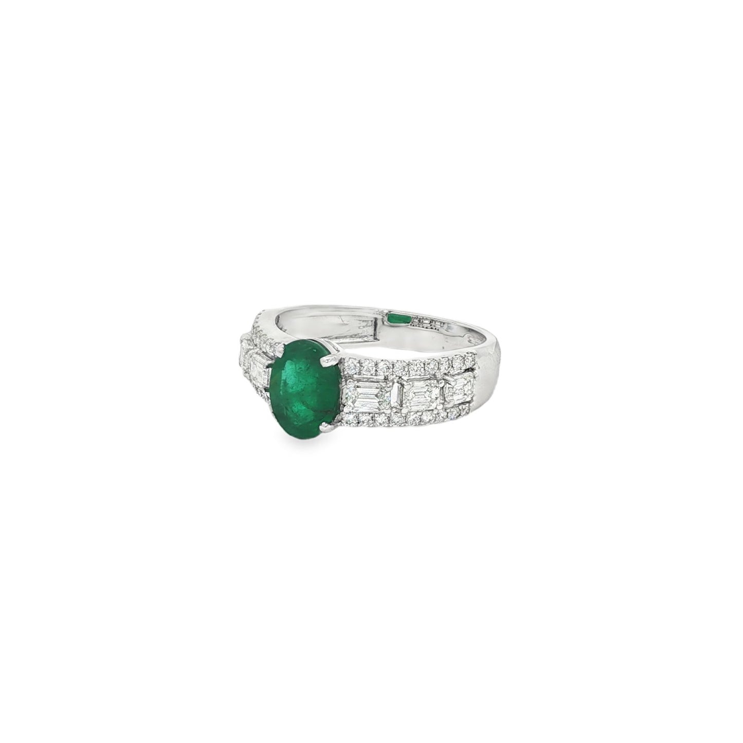 Jai's 18K White Gold Oval Emerald & Diamond Ring