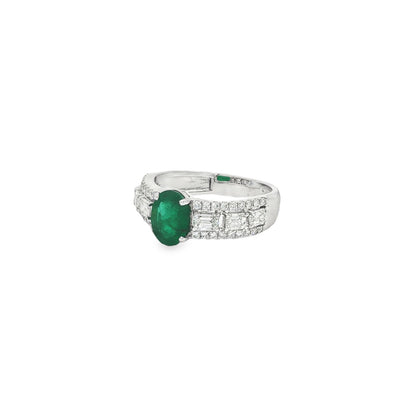 Jai's 18K White Gold Oval Emerald & Diamond Ring