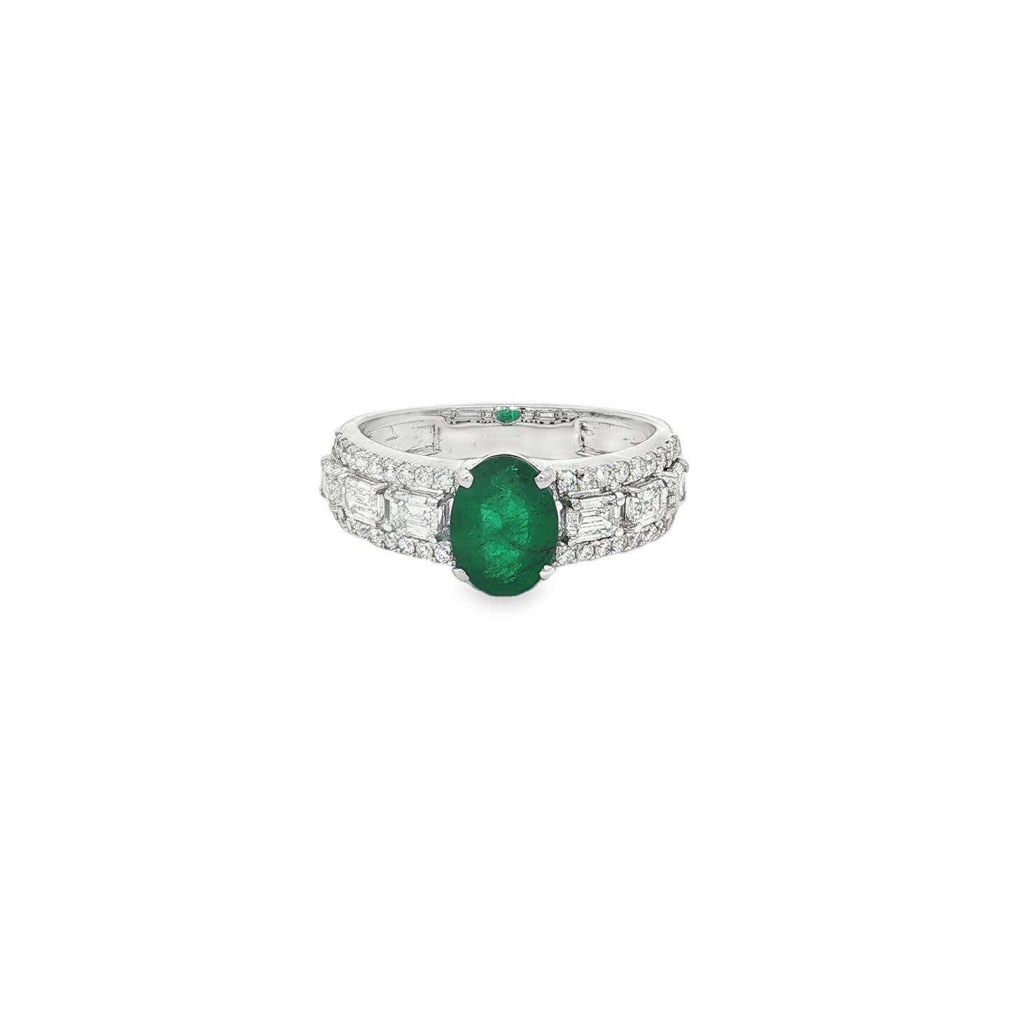 Jai's 18K White Gold Oval Emerald & Diamond Ring