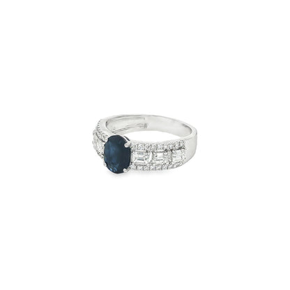 Jai's 18K White Gold Oval Sapphire & Diamond Ring
