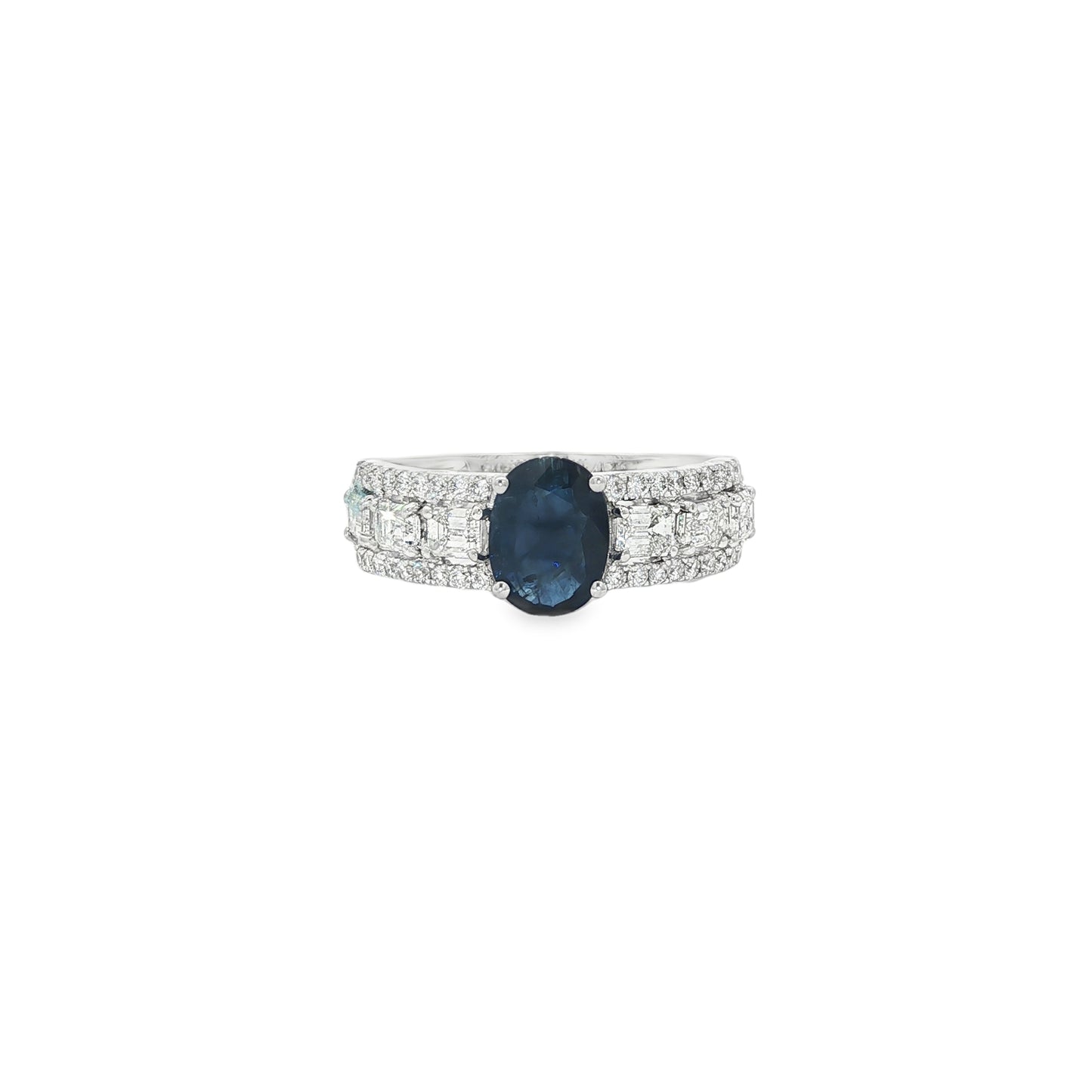 Jai's 18K White Gold Oval Sapphire & Diamond Ring