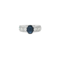 Jai's 18K White Gold Oval Sapphire & Diamond Ring