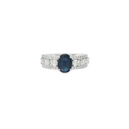Jai's 18K White Gold Oval Sapphire & Diamond Ring