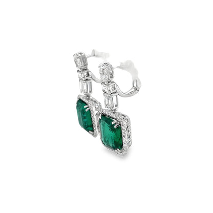 Jai's 18K White Gold Emerald & Diamond Drop Earrings