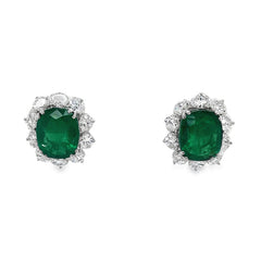 Jai's 18K White Gold Floral Emerald & Diamond Studs