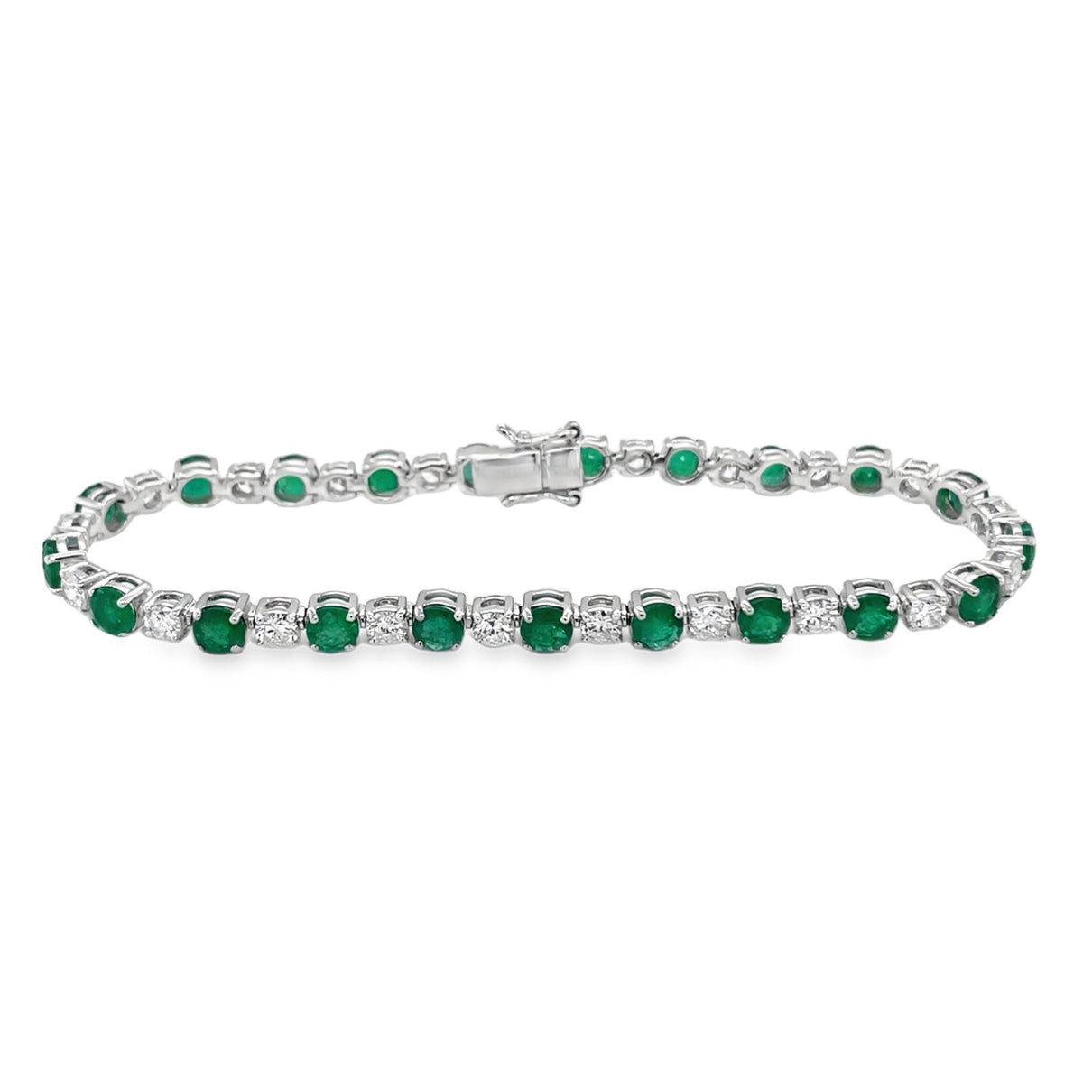 Jai's 14K White Gold Emerald & Diamond Tennis Bracelet