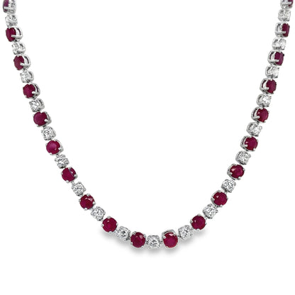 Jai's 14K White Gold Ruby & Diamond Necklace