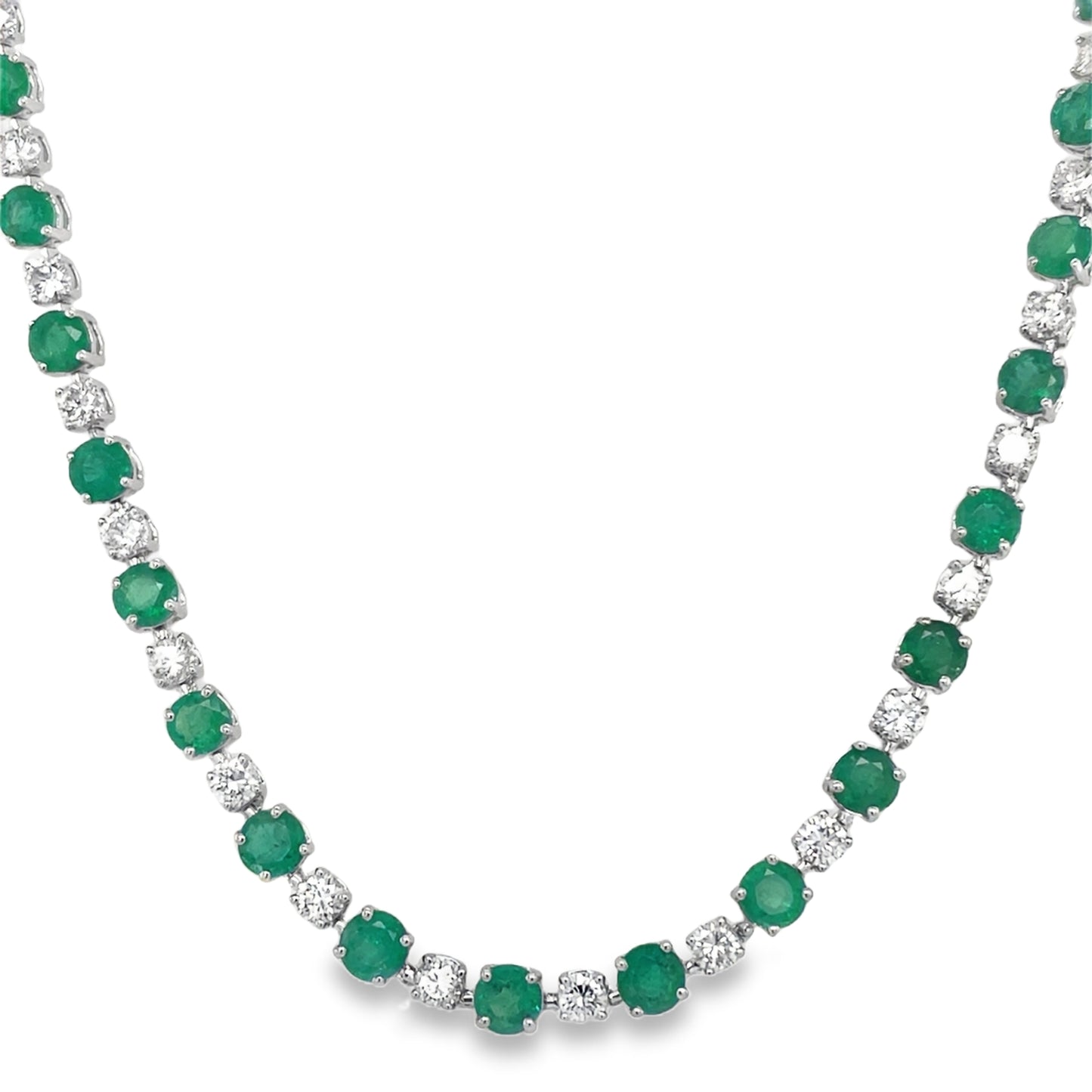 Jai's 14K White Gold Emerald & Diamond Necklace