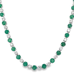 Jai's 14K White Gold Emerald & Diamond Necklace
