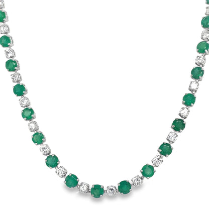 Jai's 14K White Gold Emerald & Diamond Necklace