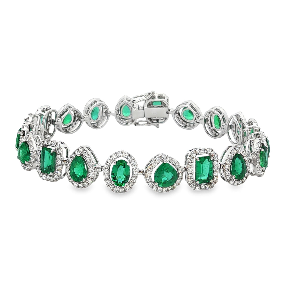 Jai's 14K White Gold Multi-cut Emerald & Diamond Bracelet