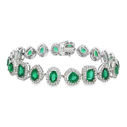 Jai's 14K White Gold Multi-cut Emerald & Diamond Bracelet