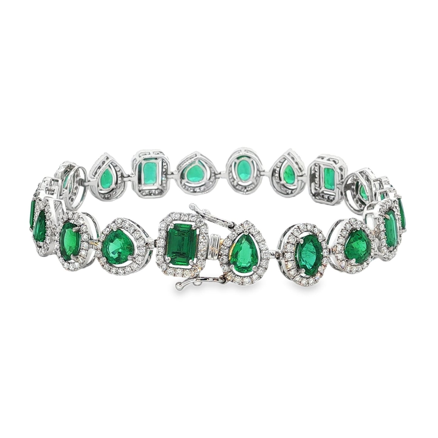 Jai's 18K White Gold Multi-cut Emerald & Diamond Bracelet