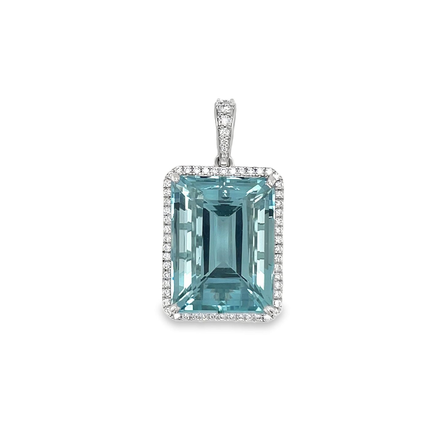 Jai's 18K White Gold Emerald-cut Aquamarine & Diamond Pendant