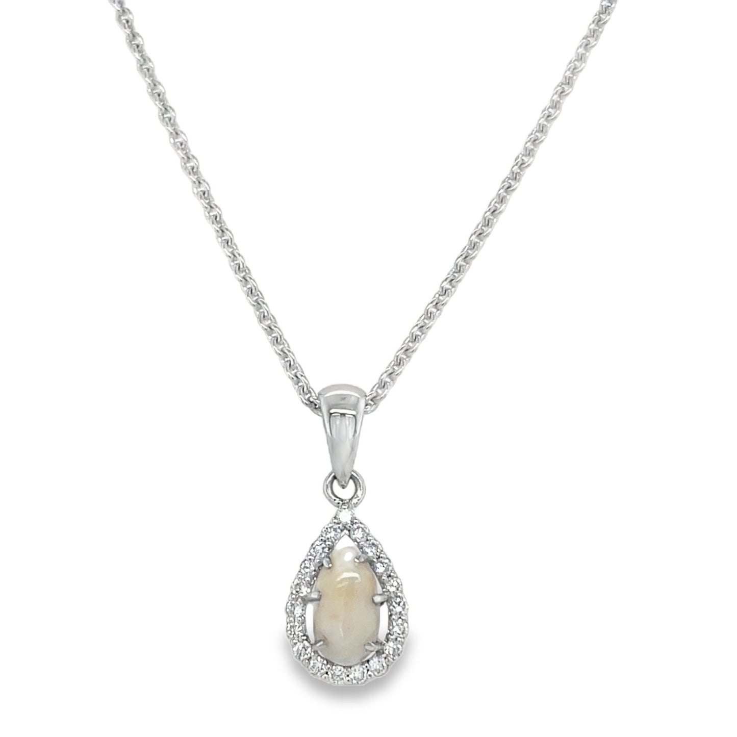 Jai's 14K White Gold Teardrop Conch Pearl & Diamond Necklace