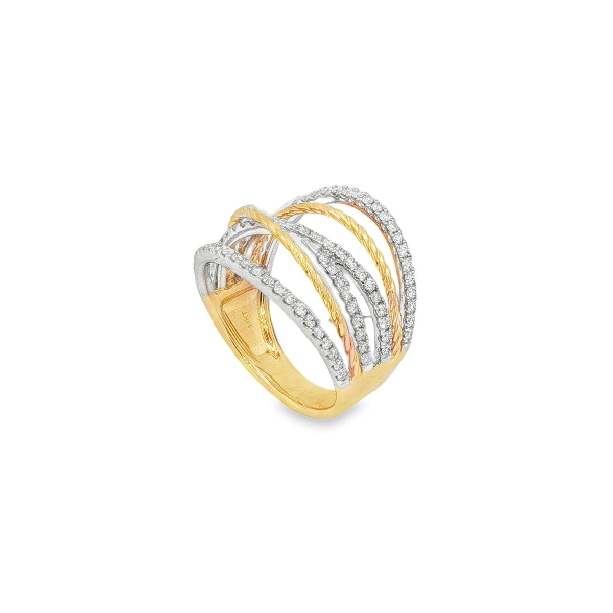 Jai's 14K Two-tone Multi-row Diamond Ring