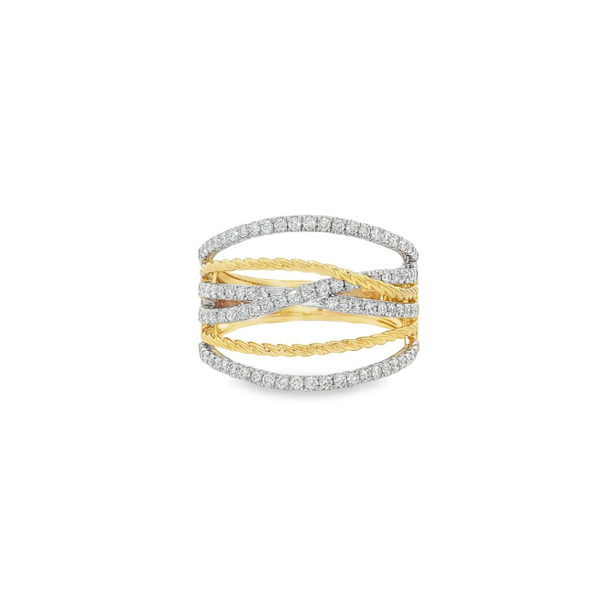 Jai's 14K Two-tone Multi-row Diamond Ring