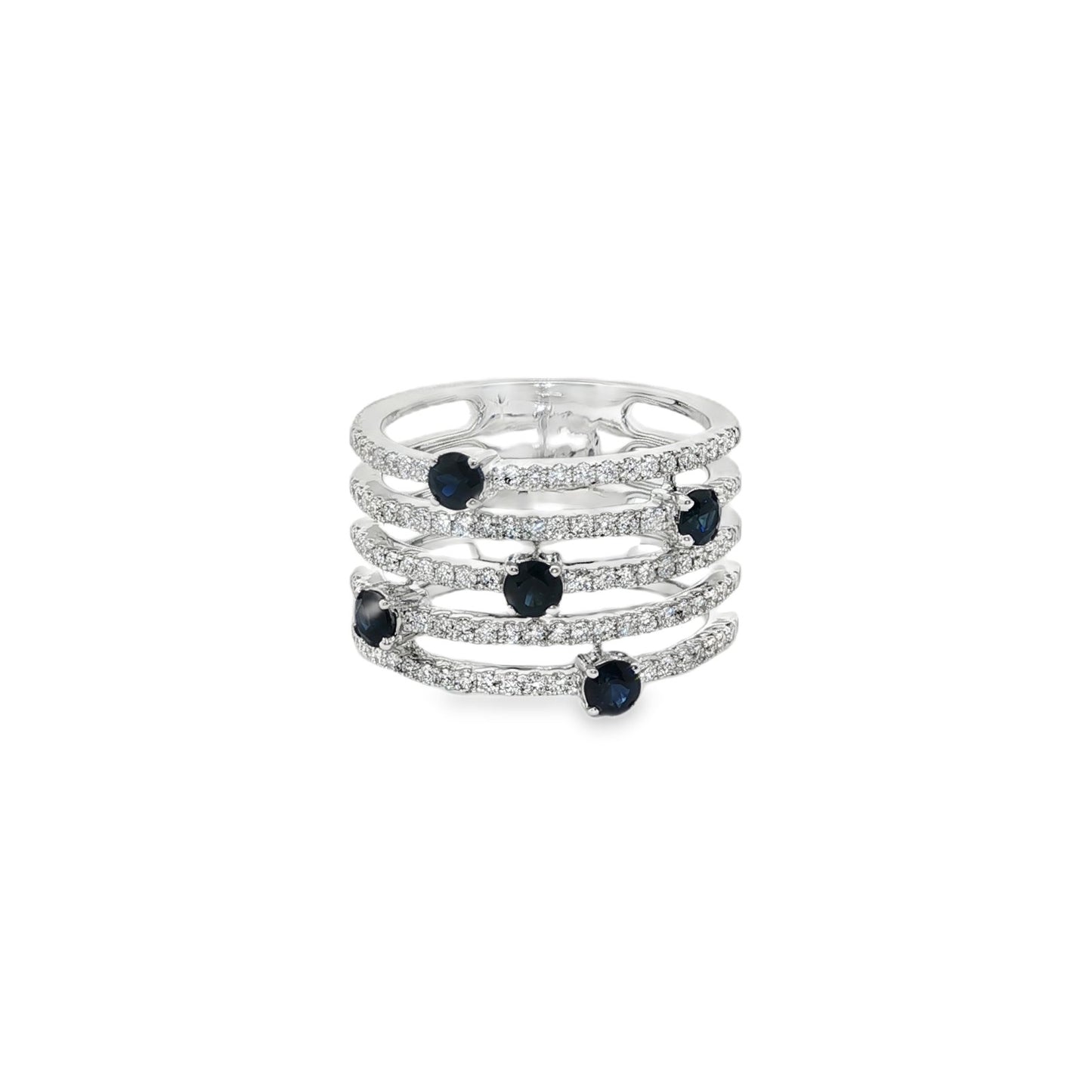Jai's 18K White Gold Five-strand Sapphire & Diamond Ring