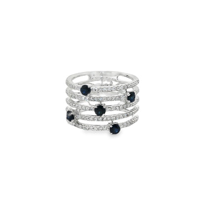 Jai's 18K White Gold Five-strand Sapphire & Diamond Ring