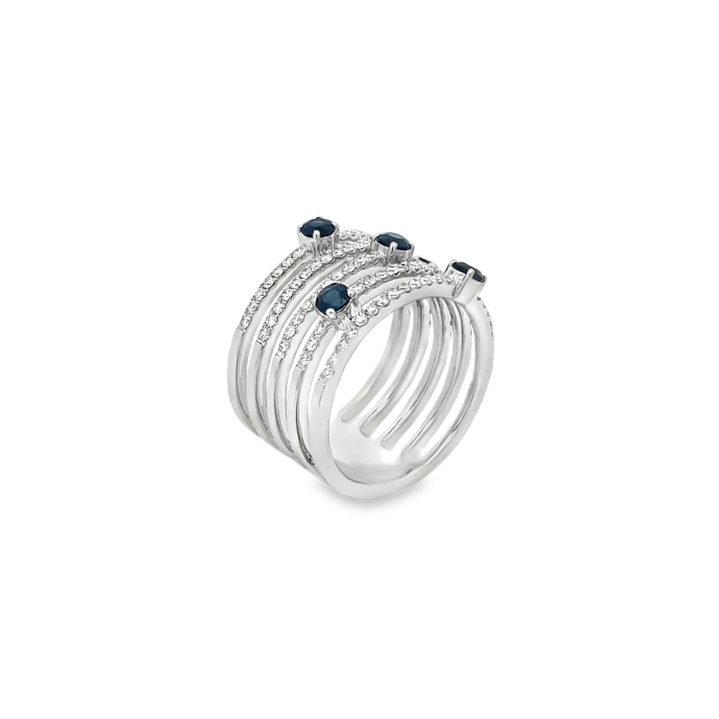 Jai's 18K White Gold Five-strand Sapphire & Diamond Ring