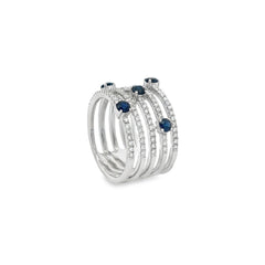 Jai's 18K White Gold Five-strand Sapphire & Diamond Ring