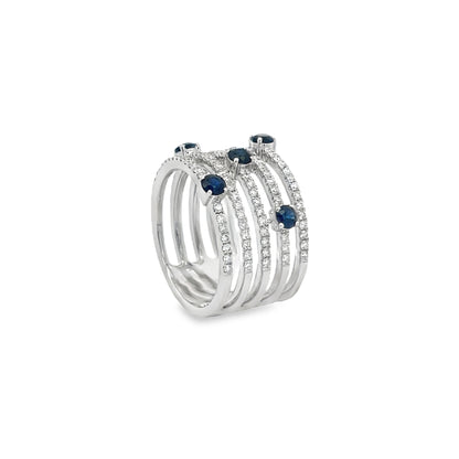 Jai's 18K White Gold Five-strand Sapphire & Diamond Ring
