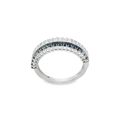 Jai's 18K White Gold Two-row Princess-cut Sapphire & Diamond Ring