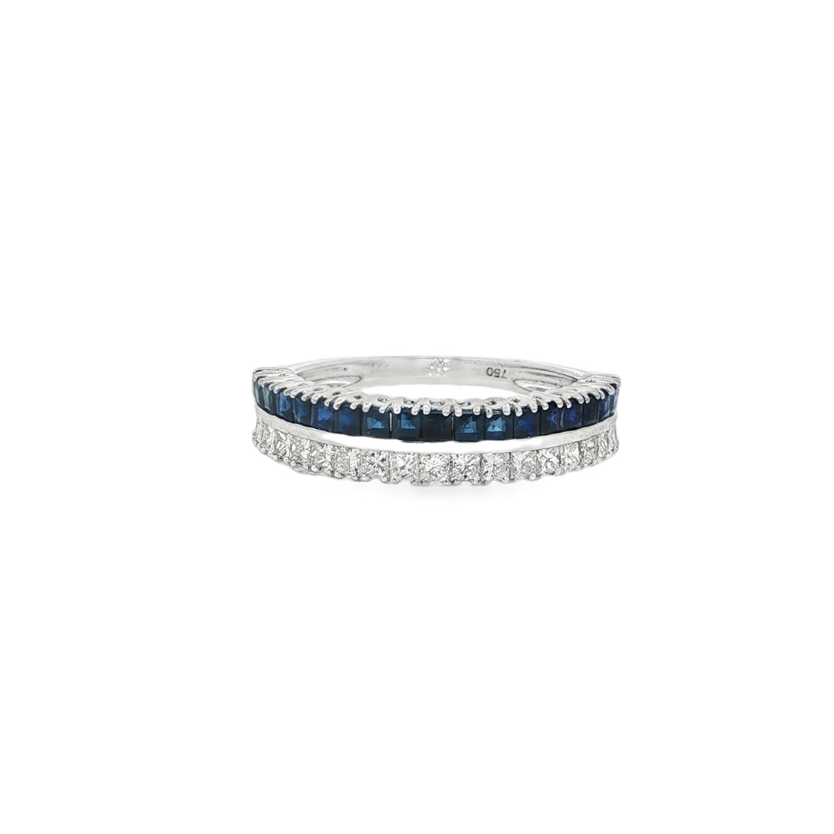 Jai's 18K White Gold Two-row Princess-cut Sapphire & Diamond Ring