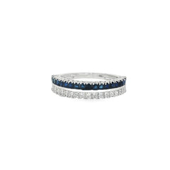 Jai's 18K White Gold Two-row Princess-cut Sapphire & Diamond Ring