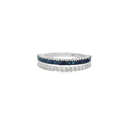 Jai's 18K White Gold Two-row Princess-cut Sapphire & Diamond Ring