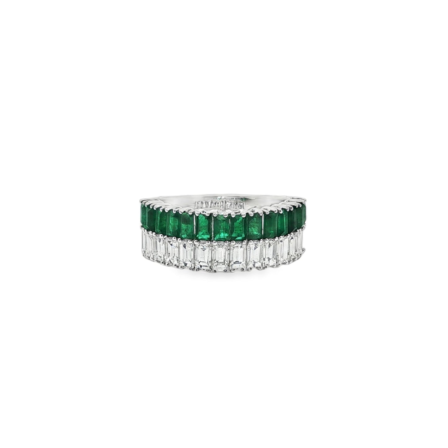 Jai's 18K White Gold Baguette-cut Emerald & Diamond Ring