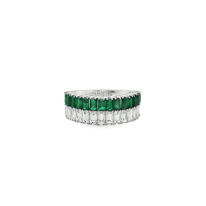 Jai's 18K White Gold Baguette-cut Emerald & Diamond Ring