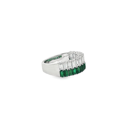 Jai's 18K White Gold Baguette-cut Emerald & Diamond Ring