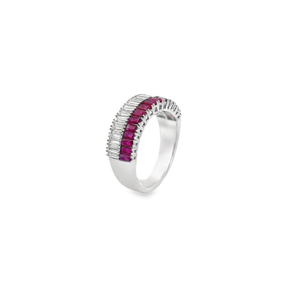 Jai's 18K White Gold Baguette-cut Ruby & Diamond Ring