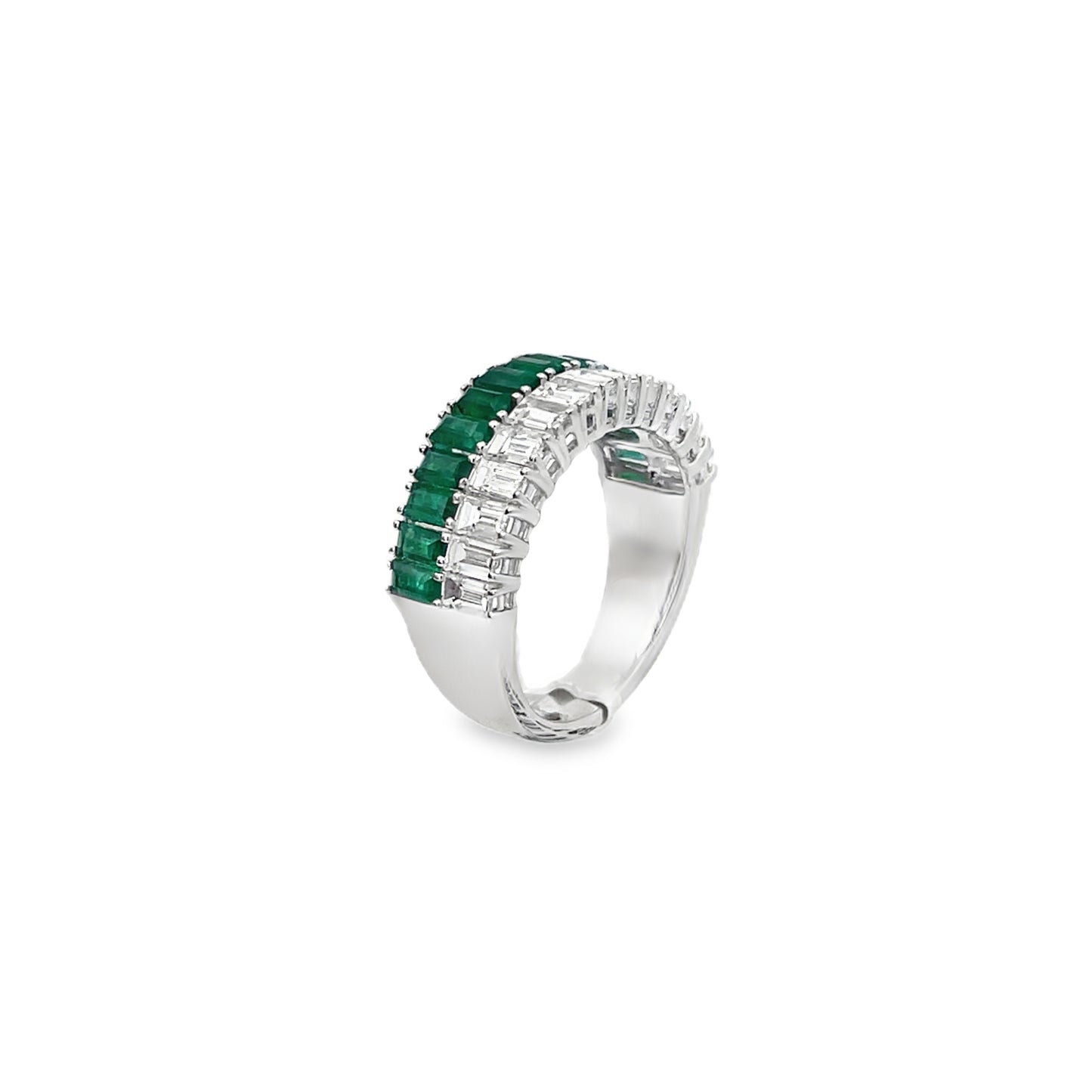 Jai's 18K White Gold Baguette-cut Emerald & Diamond Ring