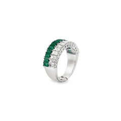 Jai's 18K White Gold Baguette-cut Emerald & Diamond Ring