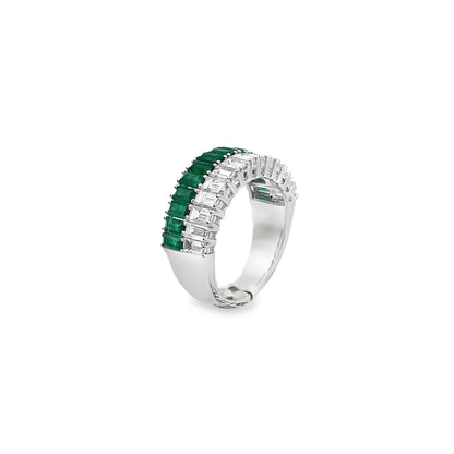 Jai's 18K White Gold Baguette-cut Emerald & Diamond Ring