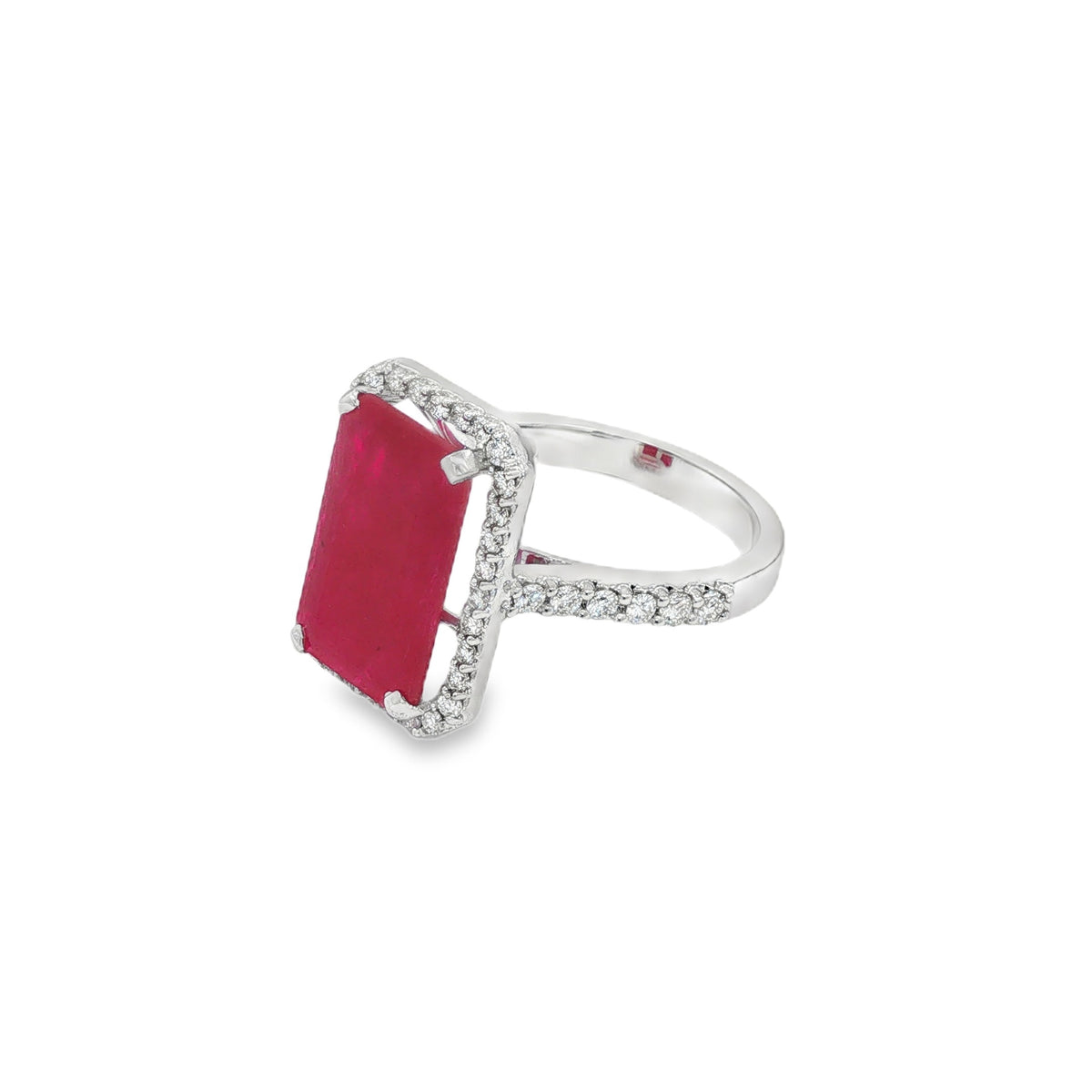 Jai's 14K White Gold Octagon-cut Ruby & Diamond Ring