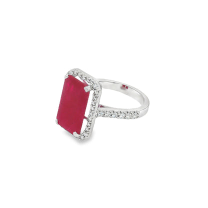 Jai's 14K White Gold Octagon-cut Ruby & Diamond Ring