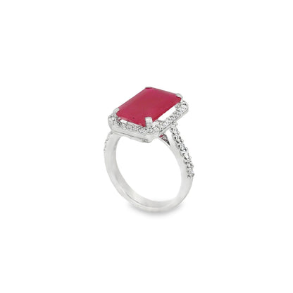 Jai's 14K White Gold Octagon-cut Ruby & Diamond Ring