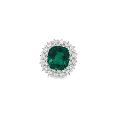 Jai's 18K White Gold Floral Emerald & Diamond Ring