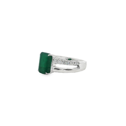 Jai's 18K White Gold Octagon-cut Emerald & Diamond Ring