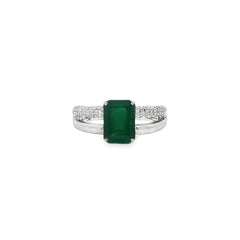Jai's 18K White Gold Octagon-cut Emerald & Diamond Ring