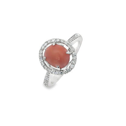 Jai's 14K White Gold Conch Pearl & Diamond Ring