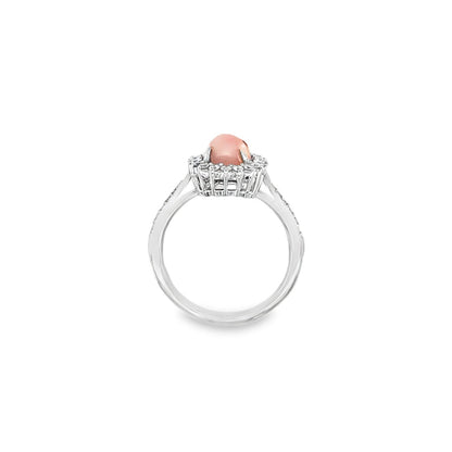Jai's 14K White Gold Floral Conch Pearl & Diamond Ring