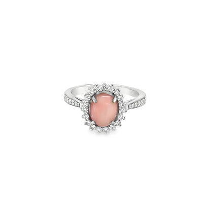 Jai's 14K White Gold Floral Conch Pearl & Diamond Ring