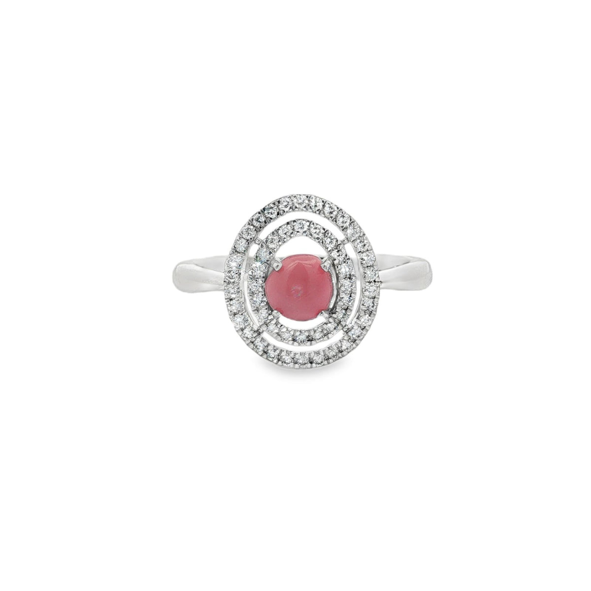 Jai's 14K White Gold Concentric Conch Pearl & Diamond Ring