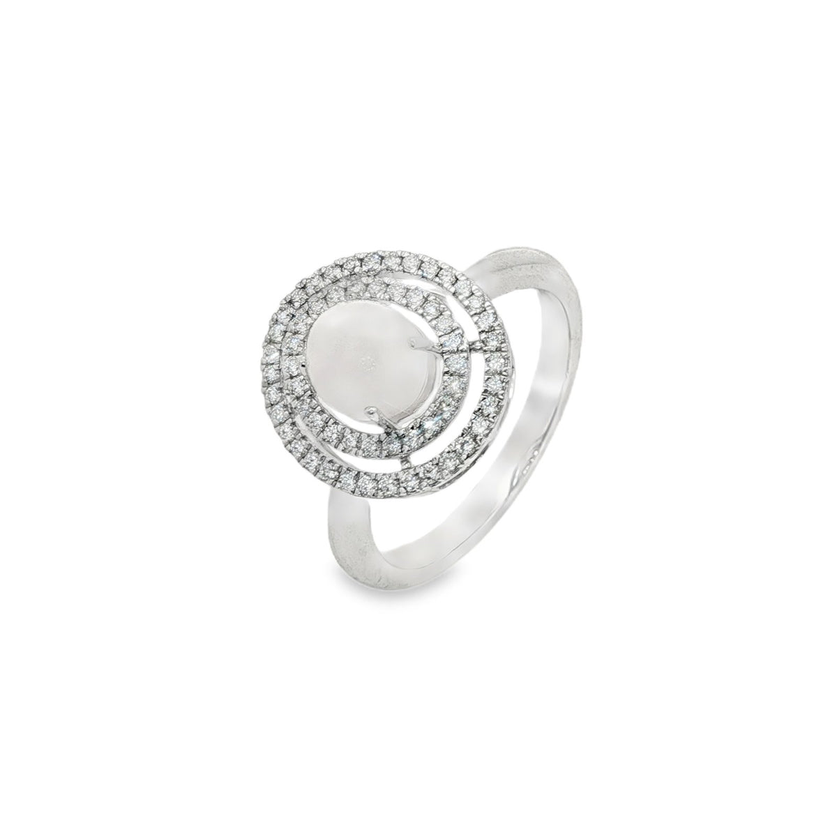 Jai's 14K White Gold Concentric Conch Pearl & Diamond Ring